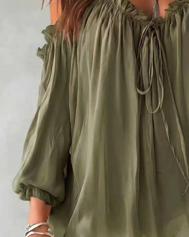 Blouse Volant Bretelles Hors Épaule