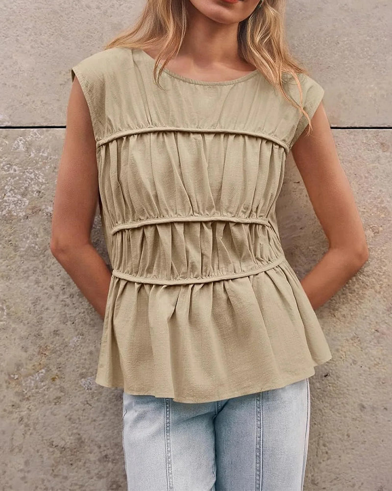 Blouse Col Rond Froncée Taille