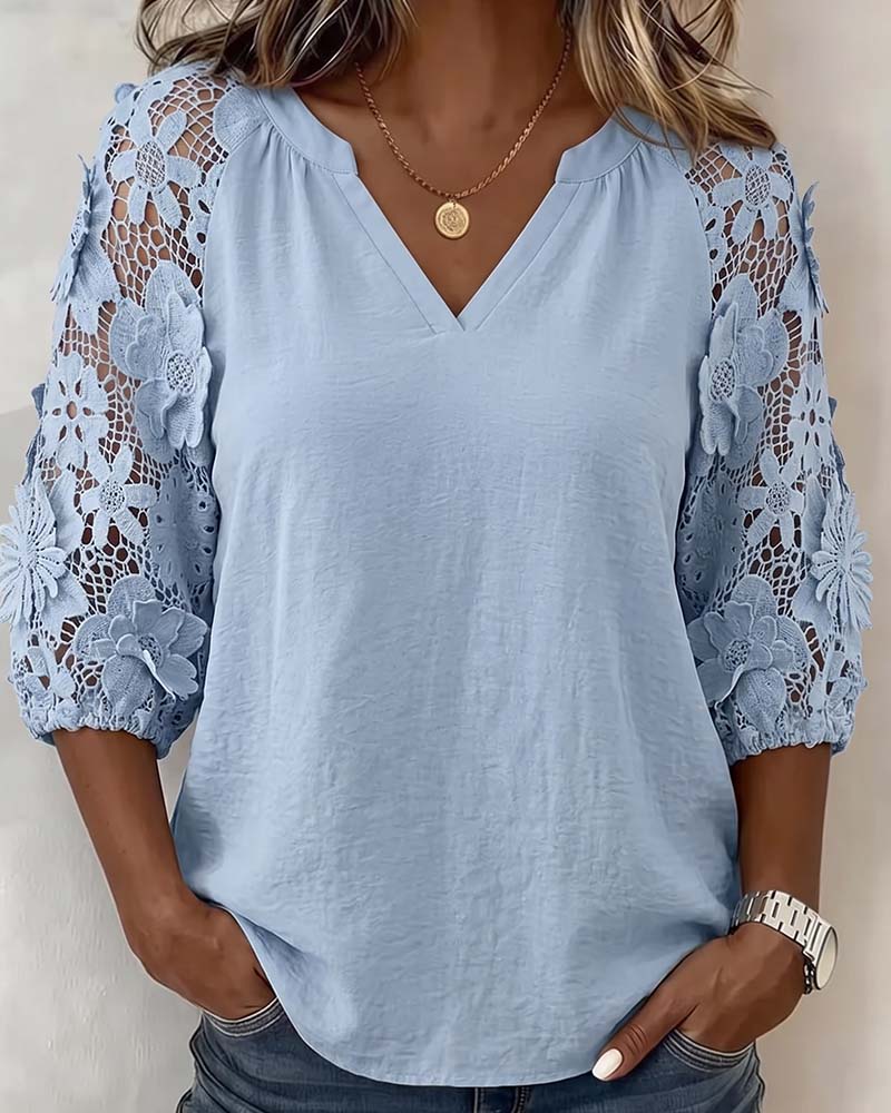 Blouse Florale Patchwork Décontractée