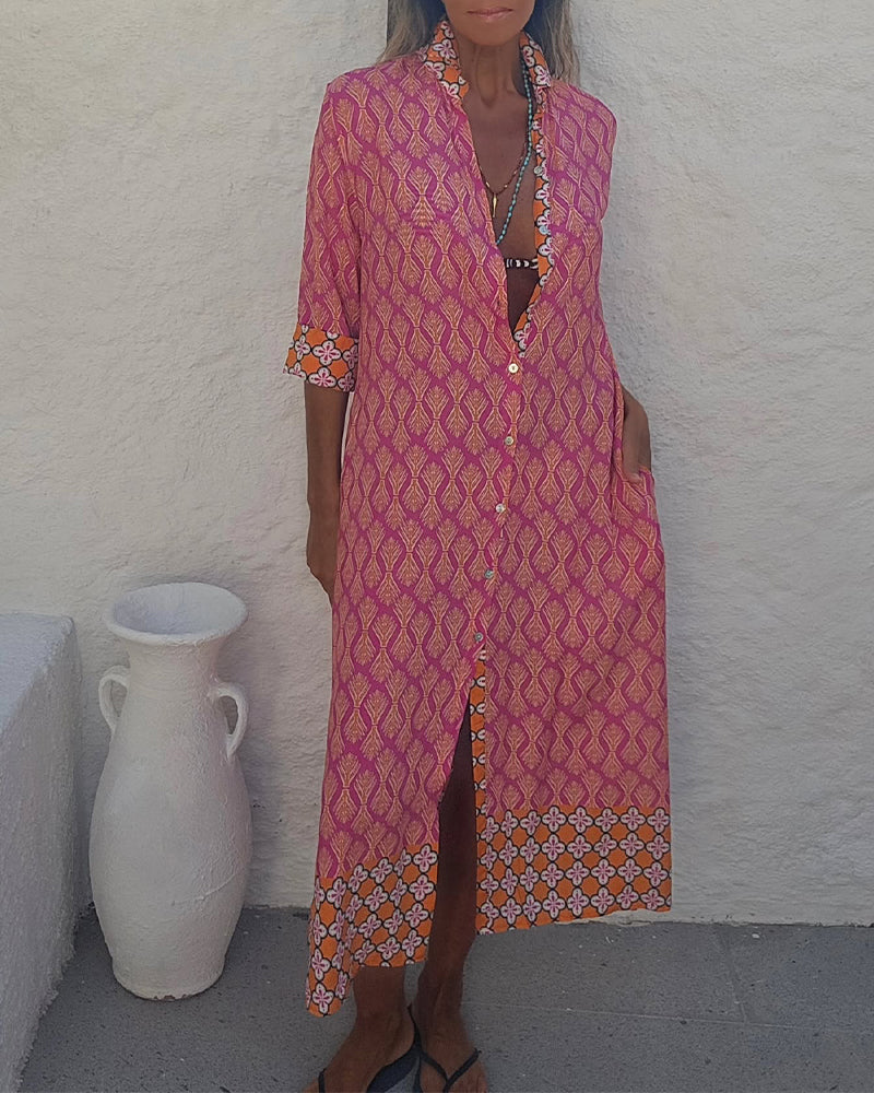 Robe Imprimé Géométrique Blé Chemise