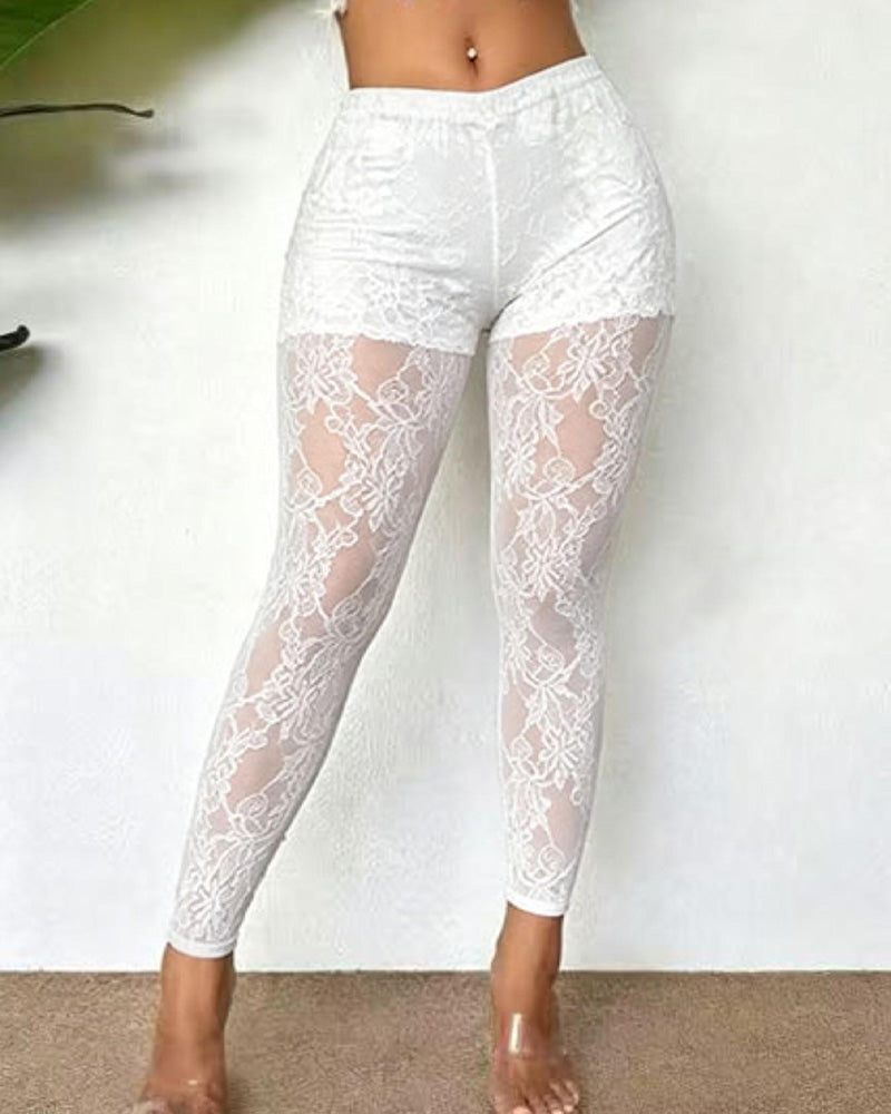 Pantalon Sheer Dentelle Slim