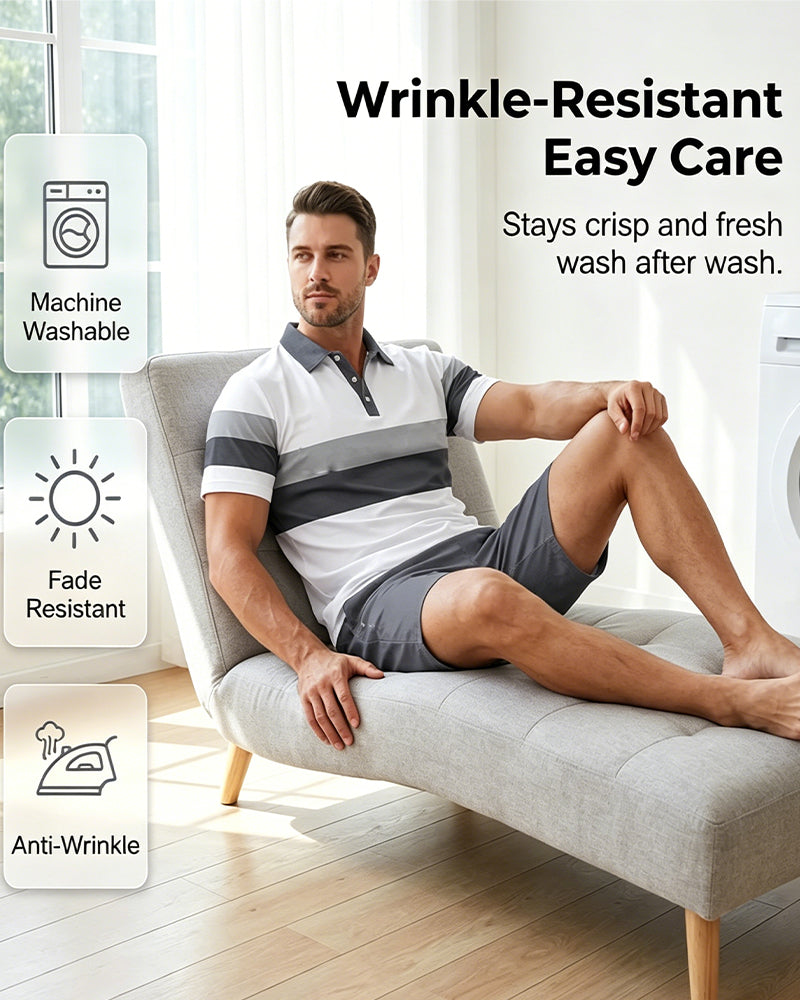 Set Rayé Polo Homme Short
