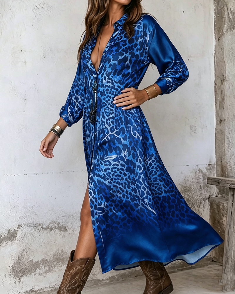 Robe Élégante Léopard Jupe Ample