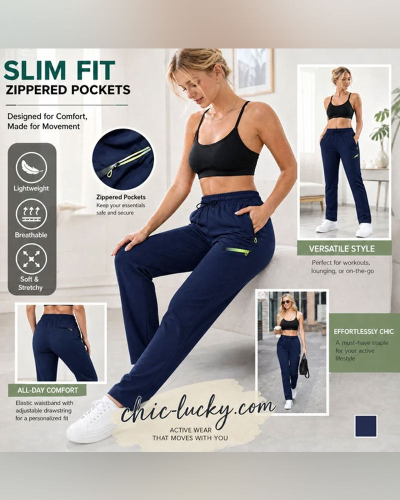 Pantalon Fermeture Éclair Pochette Jambe Droite