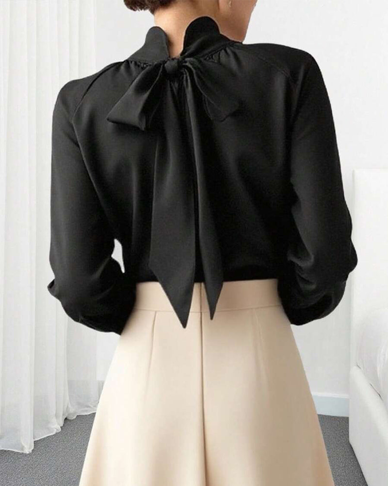 Chemise À Manches Ballon Et Col Haut