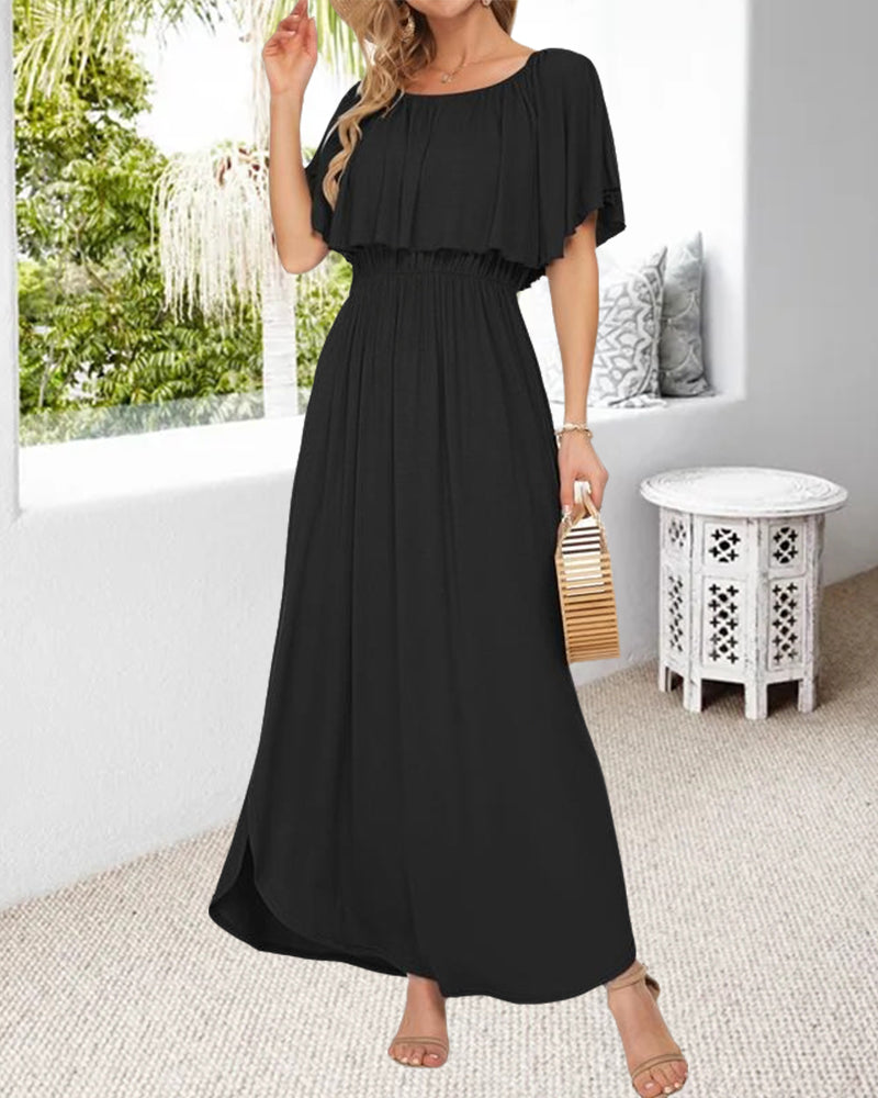 Robe Off-Shoulder Volant Fente