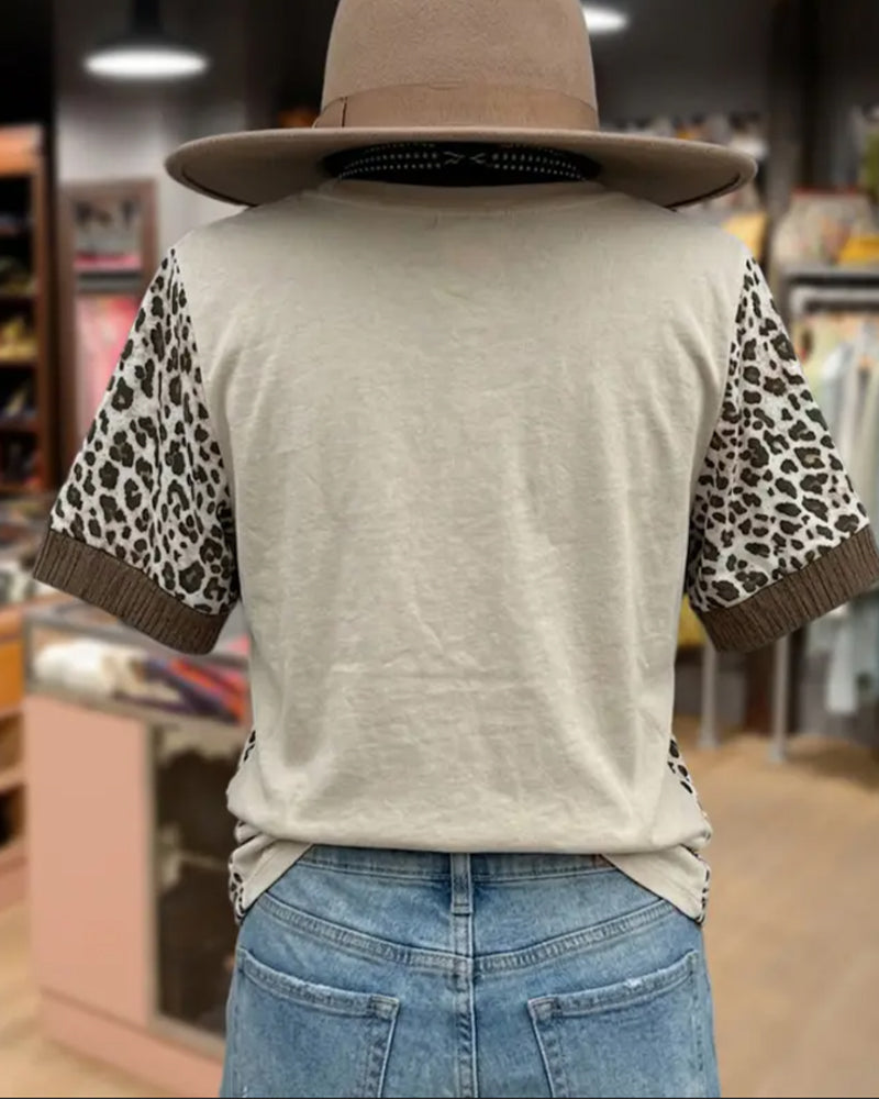 T-Shirt Léopard Patchwork Dentelle