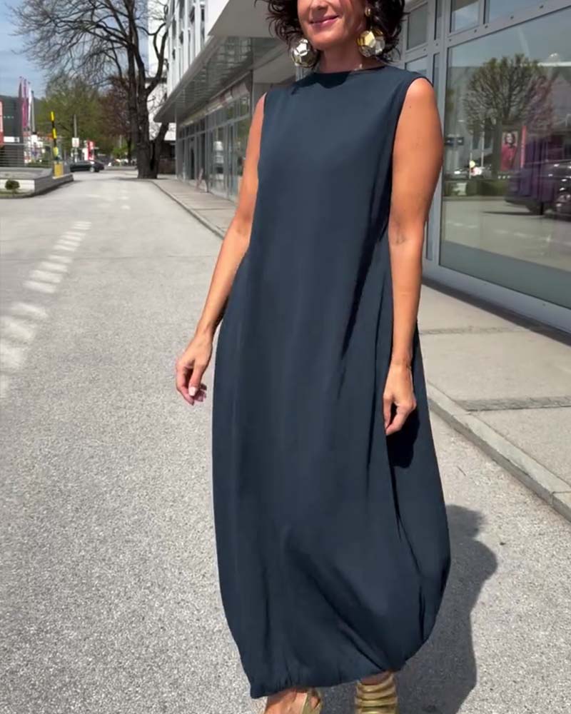 Robe Col Mock Sans Manches Lâche