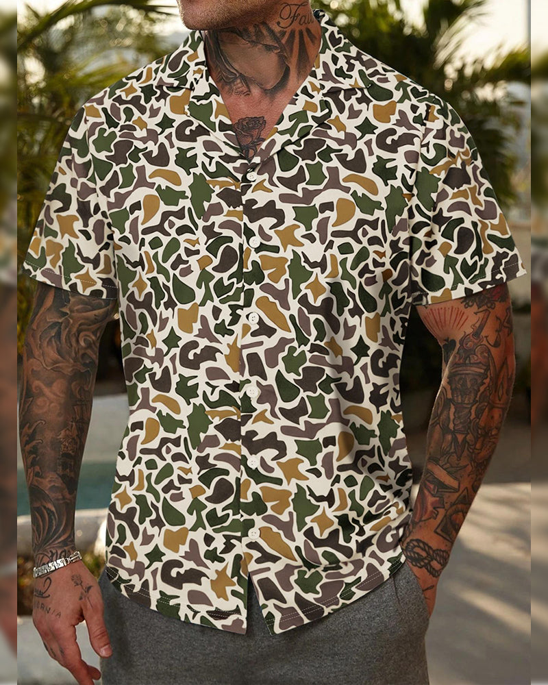 Chemise Homme Décontractée À Motif Camouflage