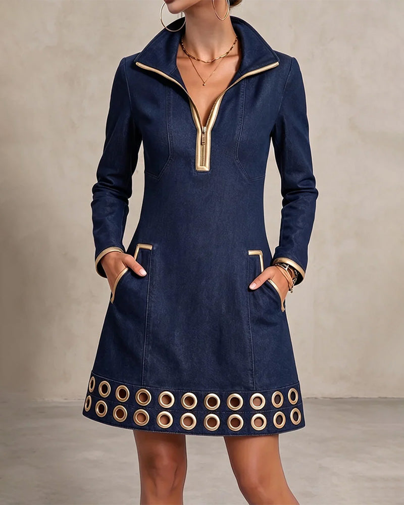 Robe Fermeture Éclair Poche Décontractée