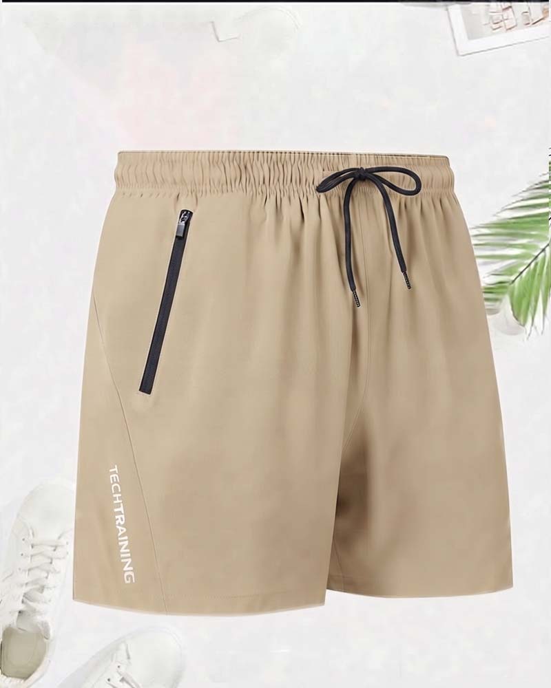 Short Cordon Fermeture Éclair Taille Élastique