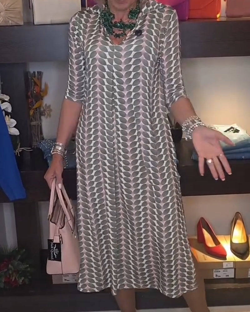 Robe À Motif Géométrique Et Col En V
