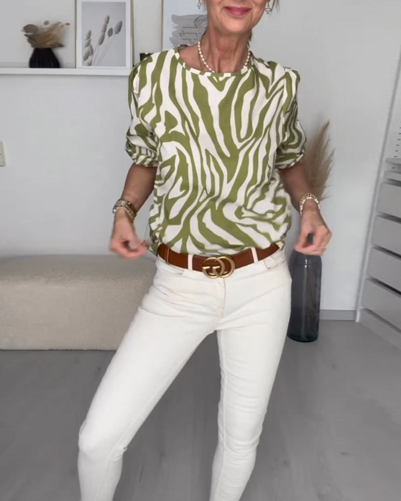 Blouse col rond imprimé zèbre