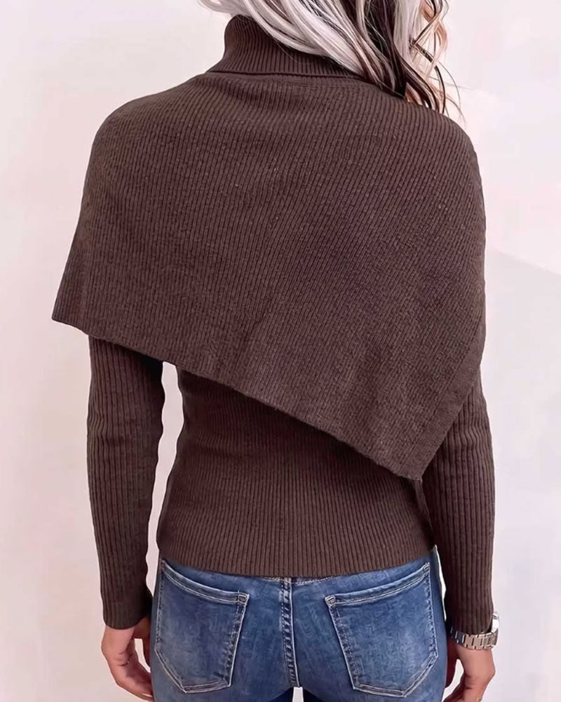 Pullover Col Châle Deux Pièces Tricoté