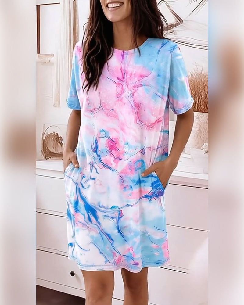 Robes Tie-Dye Fluide Imprimé Ample