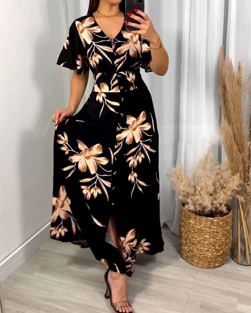 Robe Col V Imprimé Floral Taille
