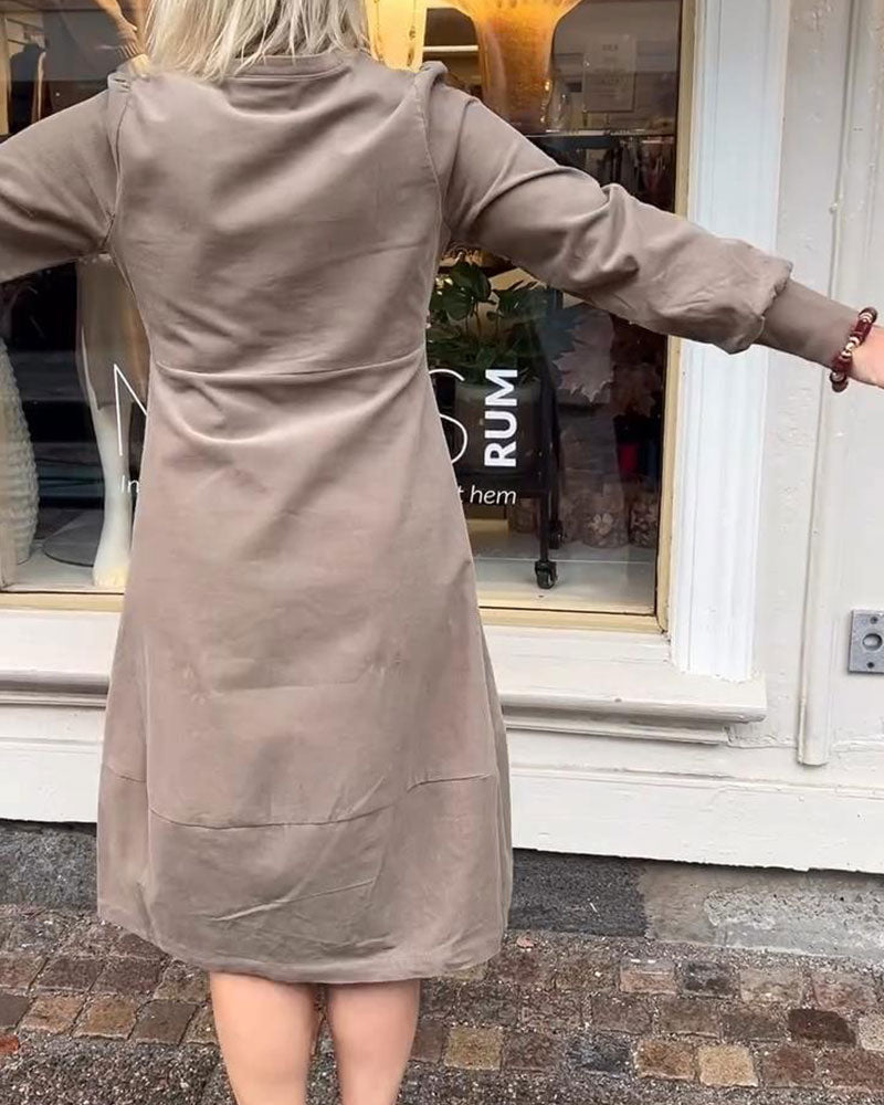 Robe décontractée rétro à manches longues