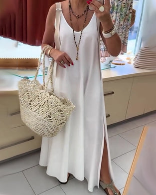 Robe Bretelles Réglables Col En V Longue