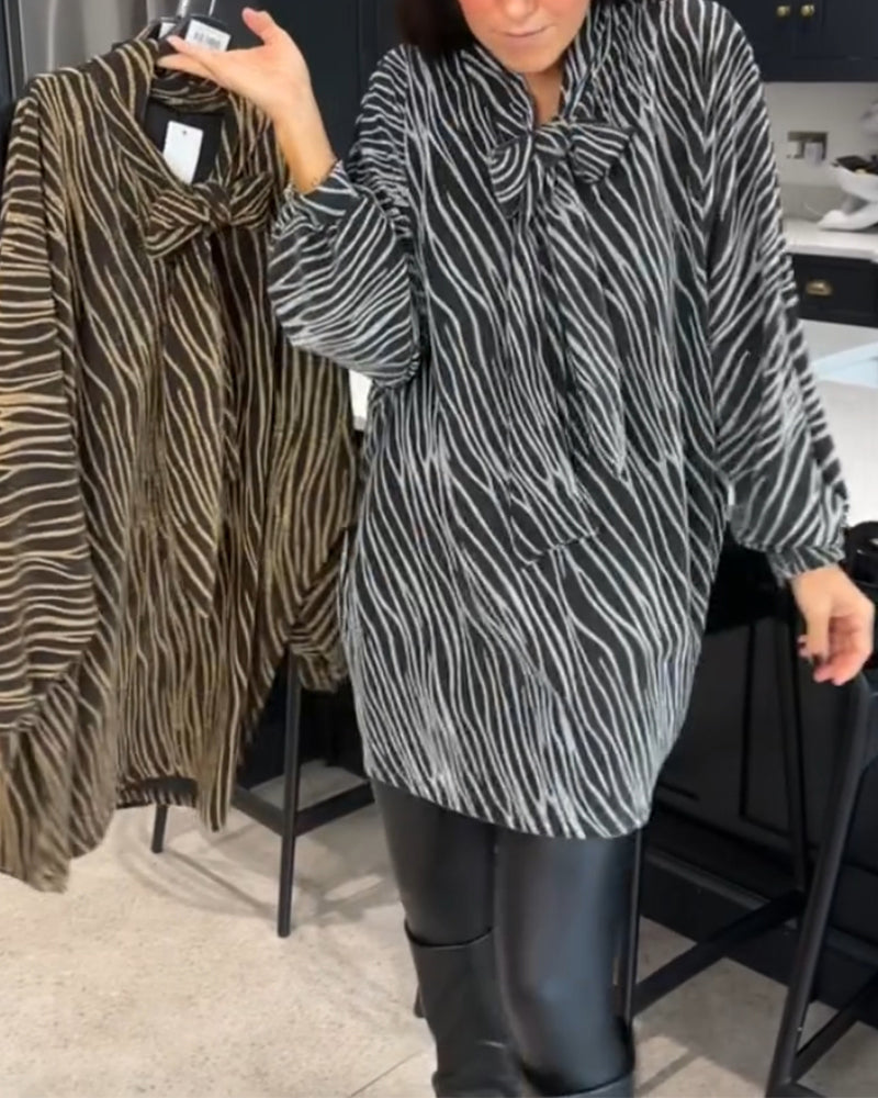 Blouse à imprimé zèbre et manches longues