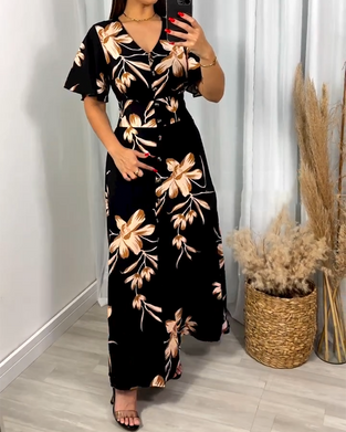 Robe Col V Imprimé Floral Taille