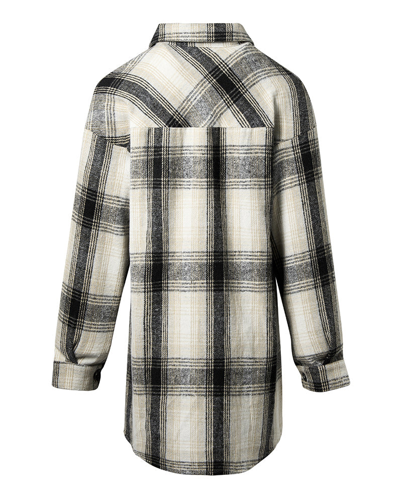 Chemise décontractée à imprimé écossais avec poche