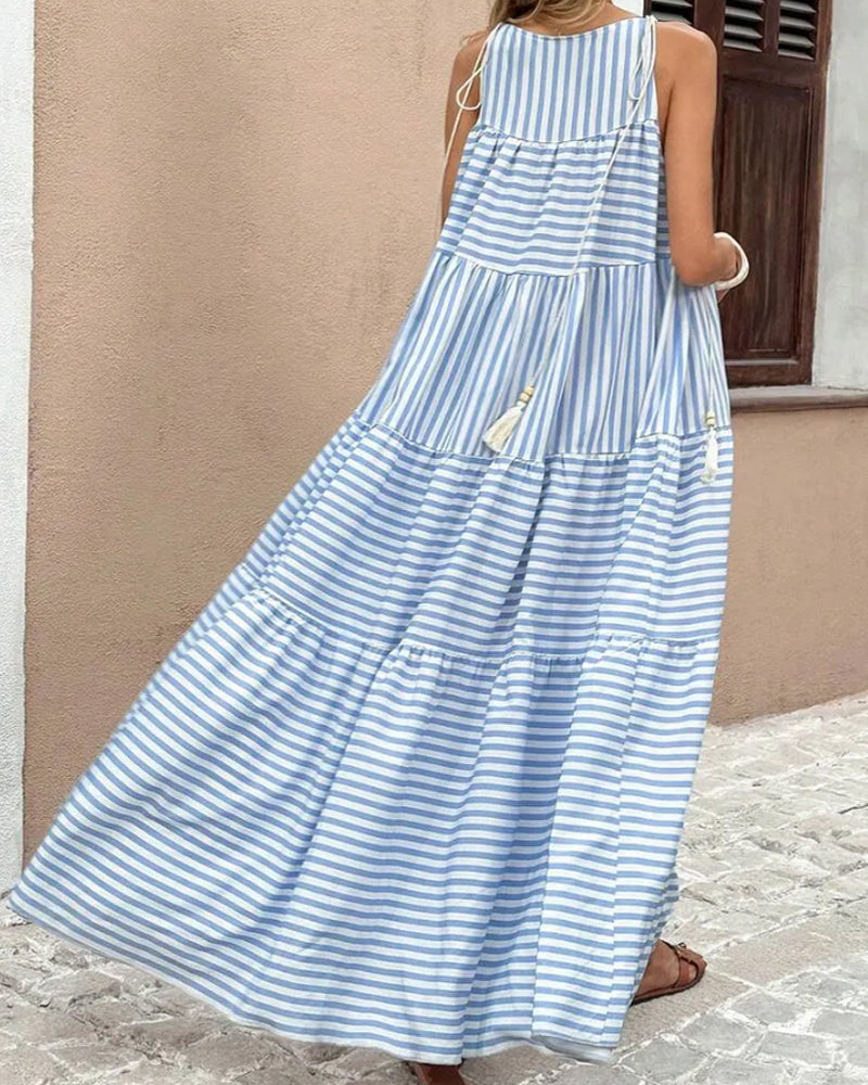 Robe Rayée Halter Superposée
