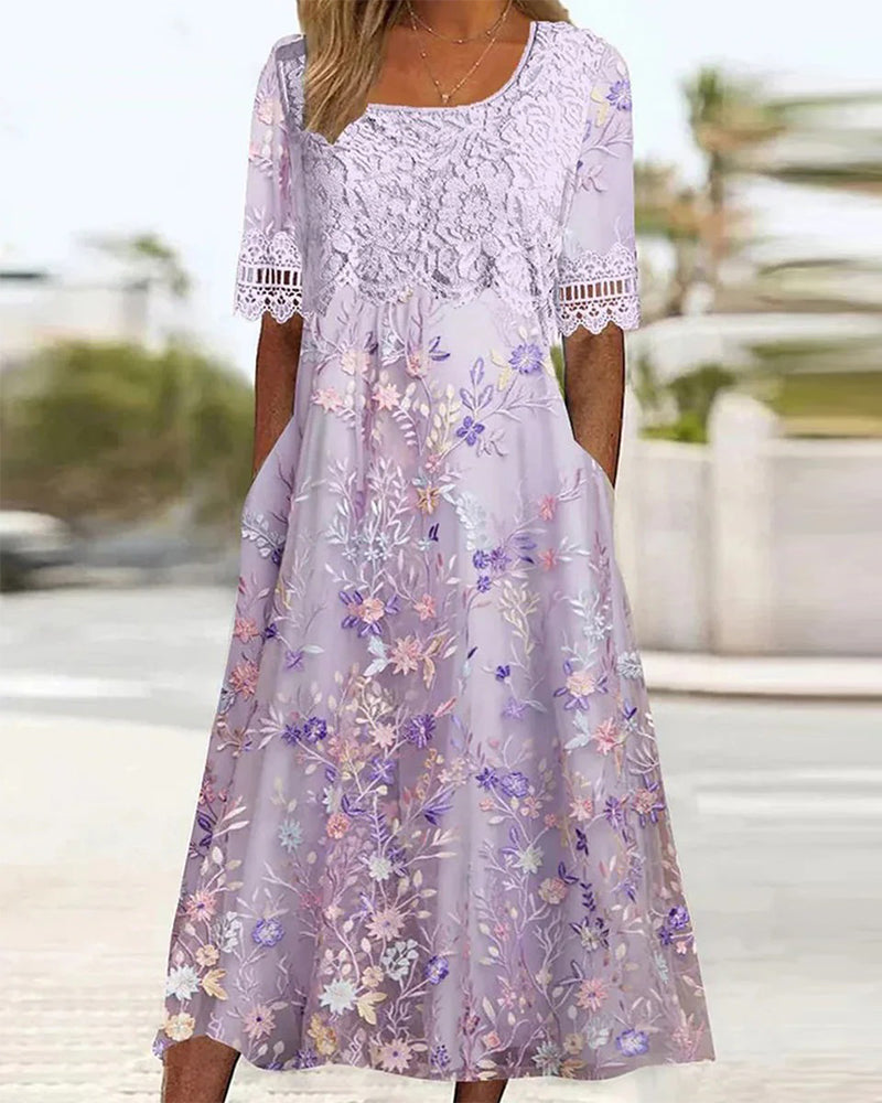 Robe Dentelle Florale Patchwork Ligne A