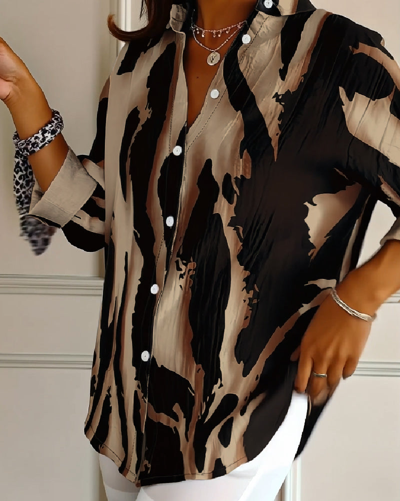 Blouse Col Montant Imprimé Irrégulier