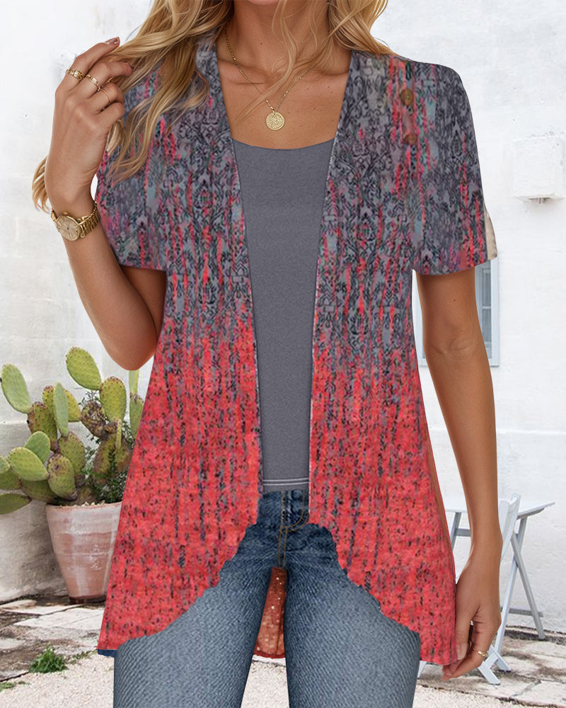 Blouse Fausse Deux-Pièces Manches Courtes Irrégulier