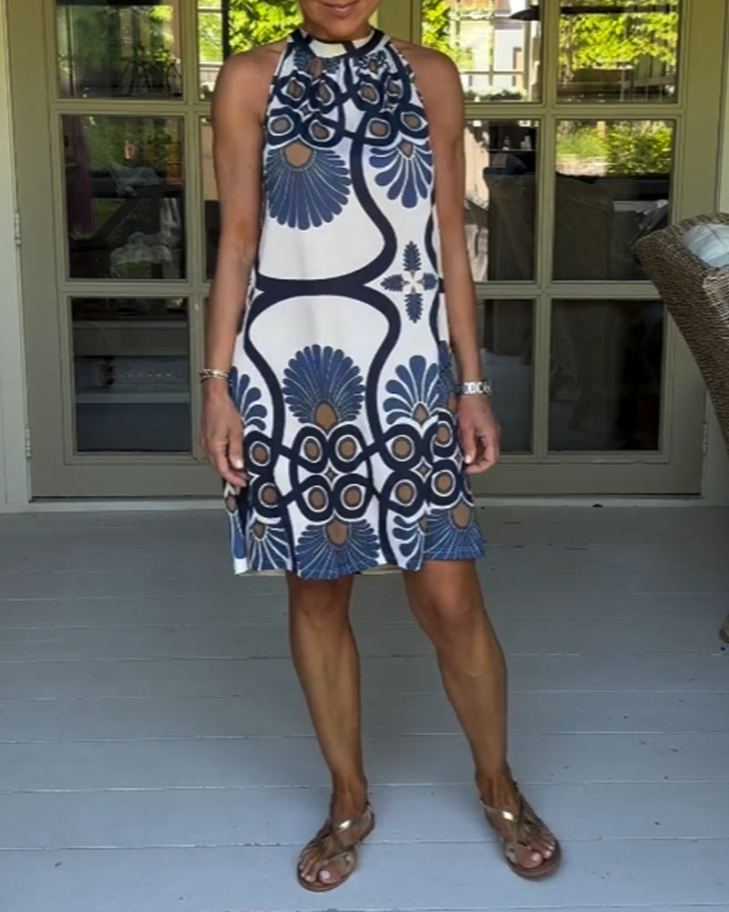 Robe imprimée vintage à col licou