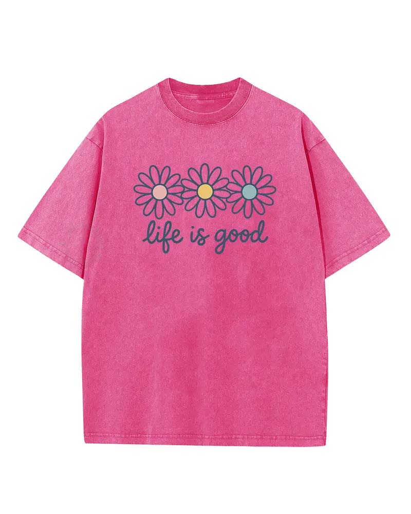 T-Shirt Imprimé Marguerite Décontracté Délavé