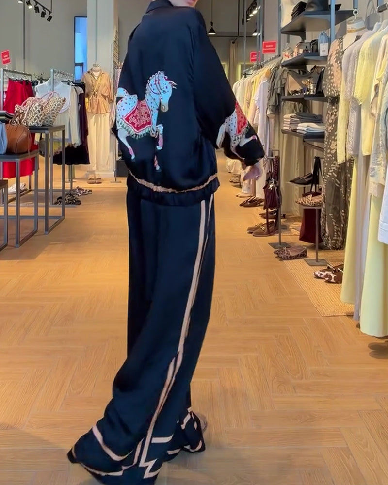 Set Veste Courte Et Pantalon Décontracté
