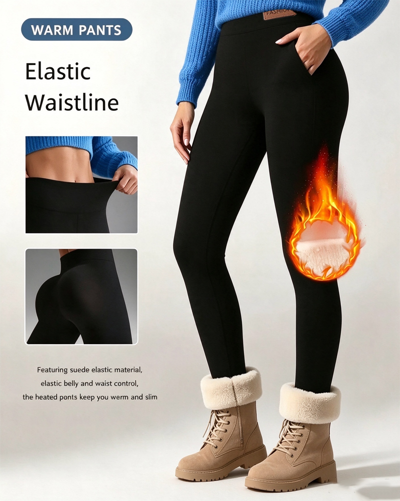 Leggings Doublé Polaire Uni Poche