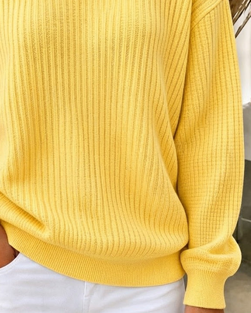 Sweatshirt Décontracté Unie Manche Longue