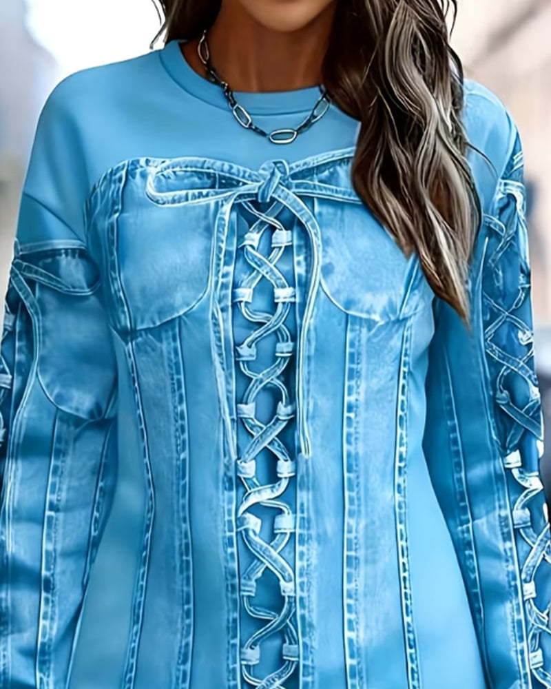 Robe Attache Col Rond Manche Longue