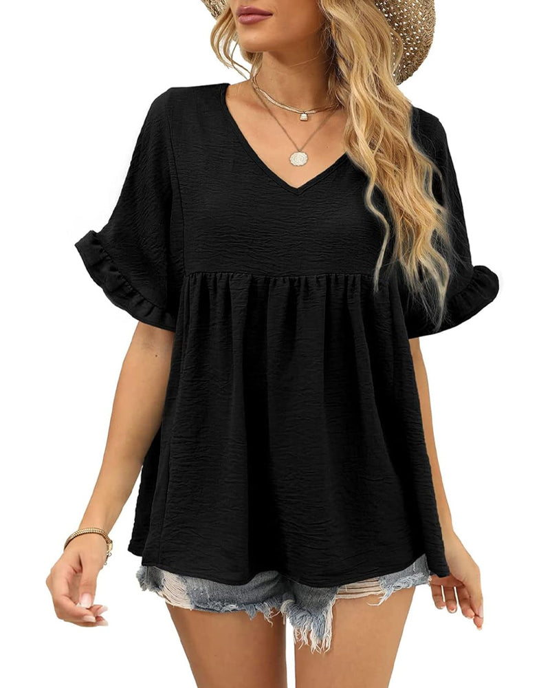 Blouse Décontractée Volant Coupe Loose