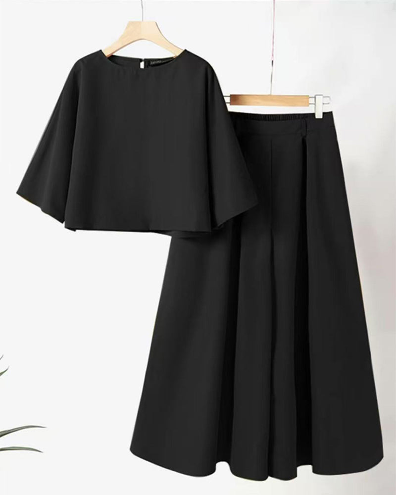 Set Unie Manche Trois Quarts Pantalon Long Deux Pièces