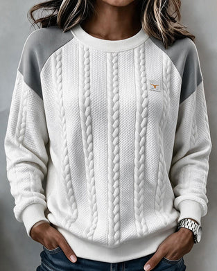 Sweatshirt Col Rond Torsadé Bloc De Couleur