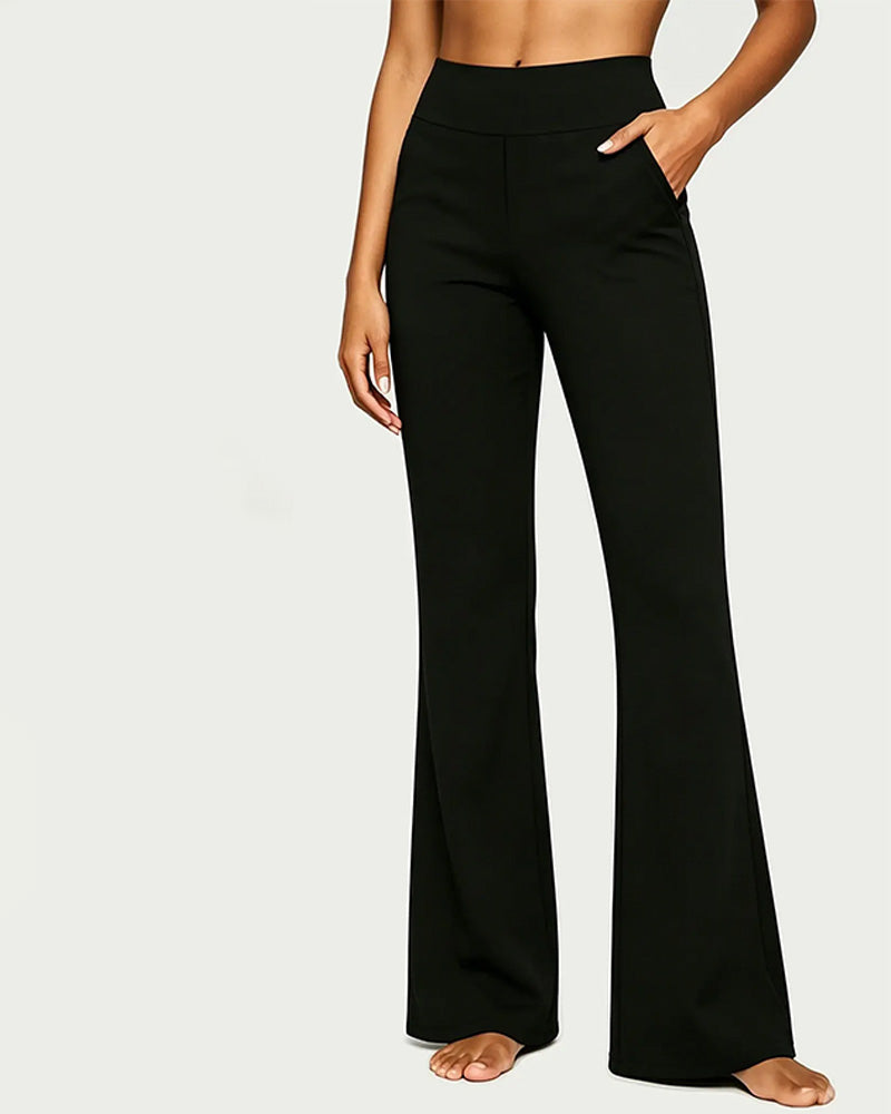 Pantalon Taille Haute Casual Polaire Évasé