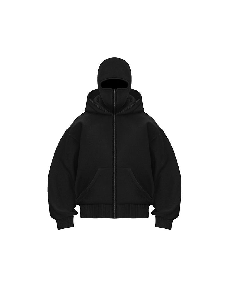 Manteau Sweatshirt Zippé à Double Capuche Unisexe