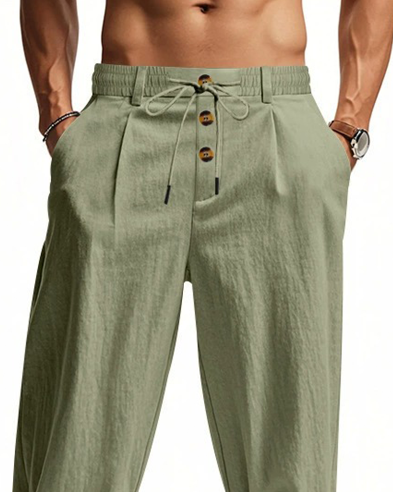 Pantalon Décontracté Uni Jambe Droite