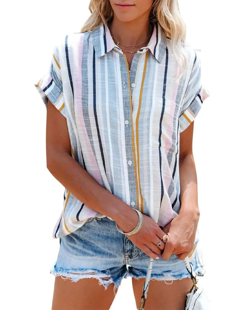 Chemise À Col Décontractée Manches Courtes