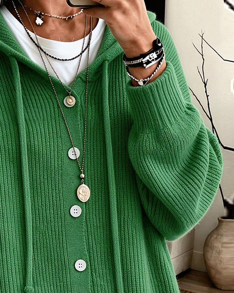 Manteau À Capuche Bouton Ample