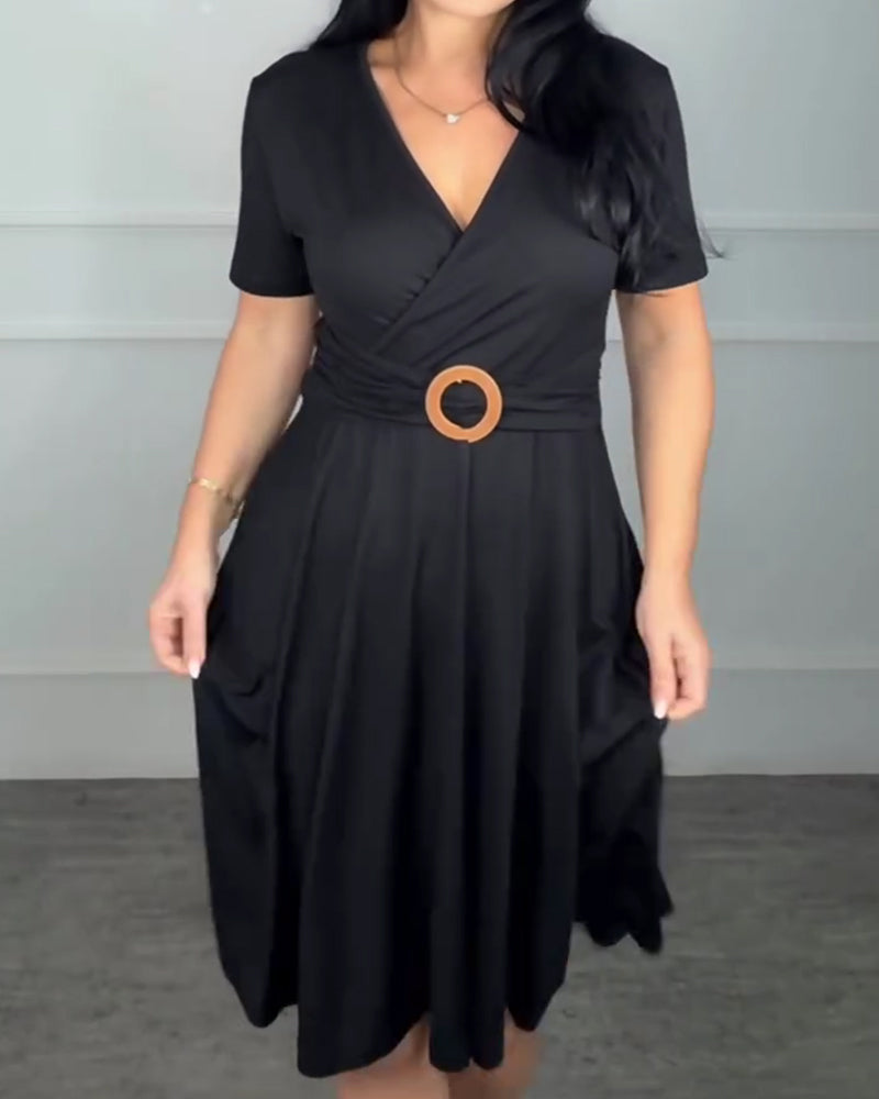 Robe Col En V Portefeuille Taille Coupe A