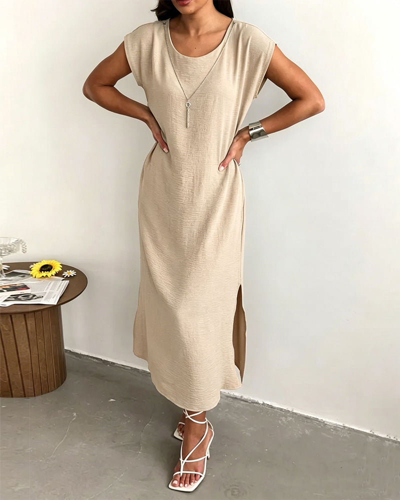 Robe Midi Longueur Fente Lâche