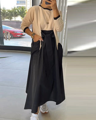 Robe décontractée avec poches patchwork