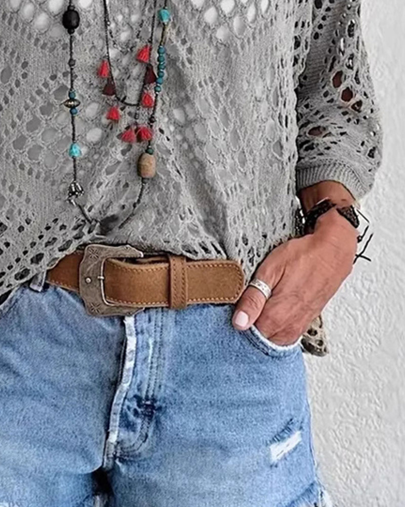 Haut Motif Losange Ajouré Ample