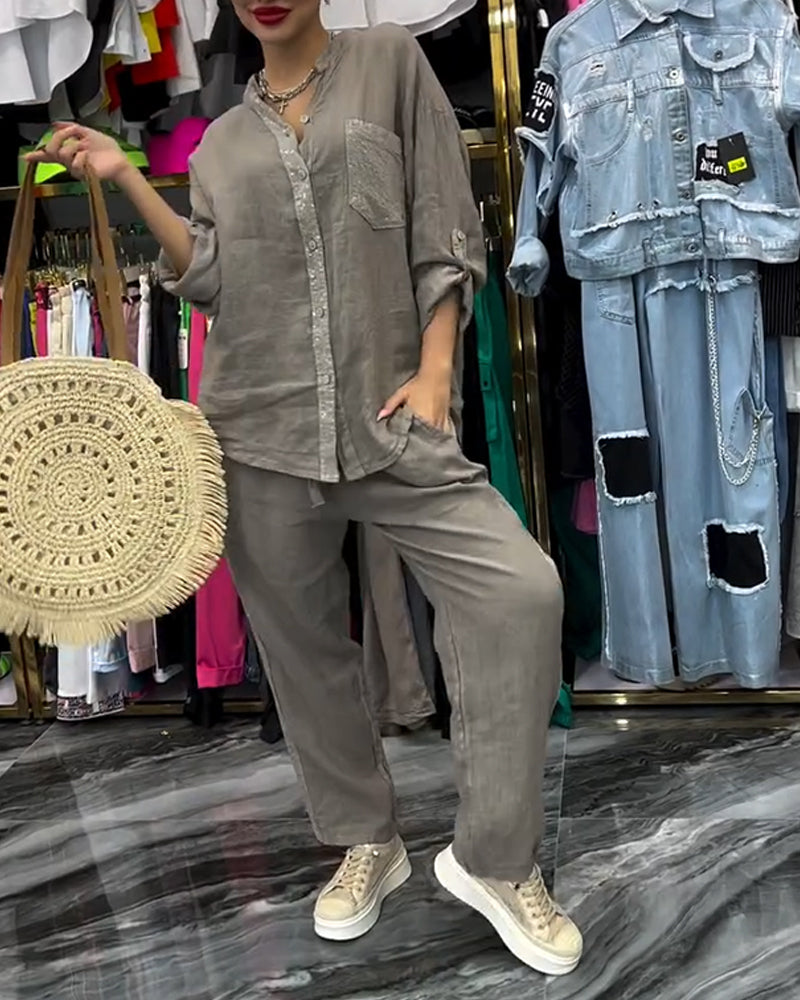 Costume Col Montant Poche Décontracté