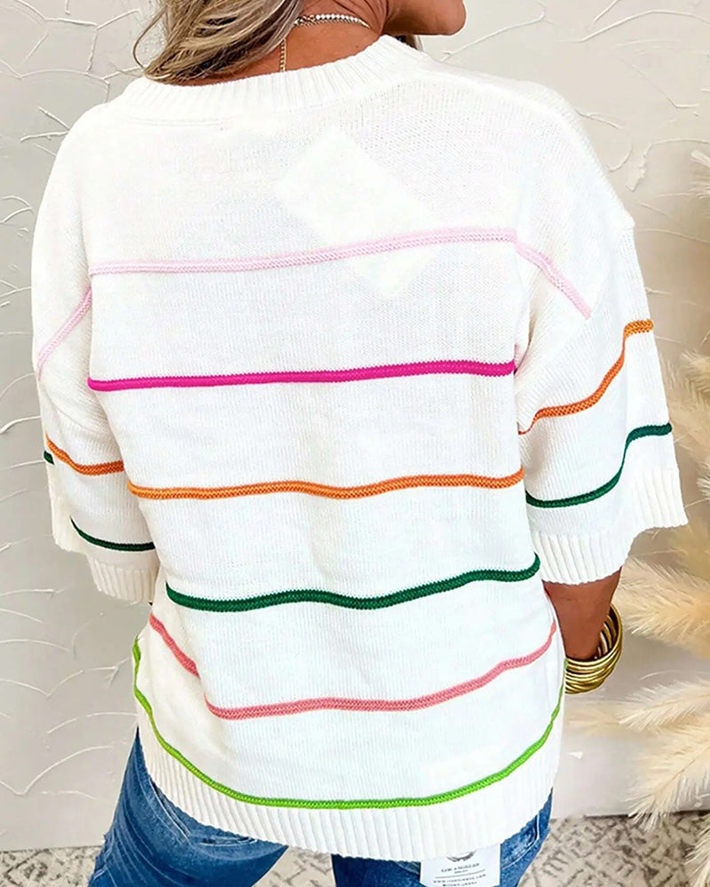 Pull Rayé À Col Rond