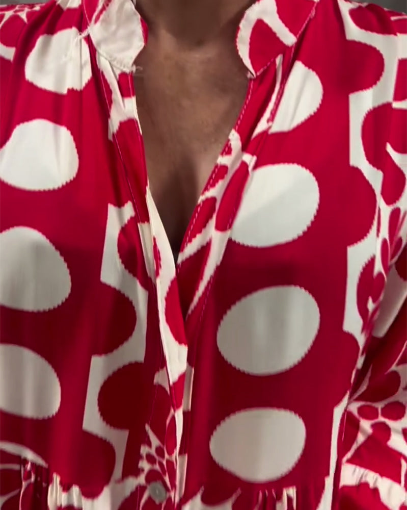 Robe Col V Loose Plus Size Floral Print